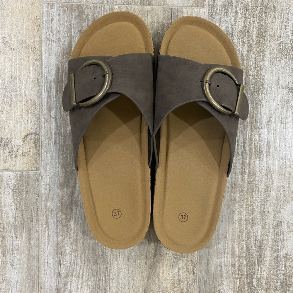 Brown Sandals with Buckle Detail